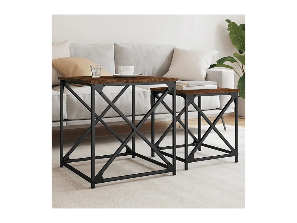 Tables basses gigognes 2 pcs chêne marron bois d'ingénierie GHR58771