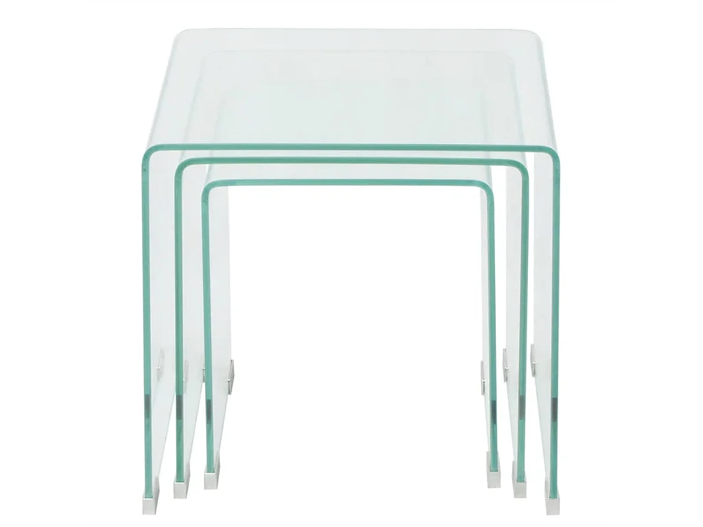 Ensemble de tables gigognes 3 Pièces Verre trempé Transparent GHR60977