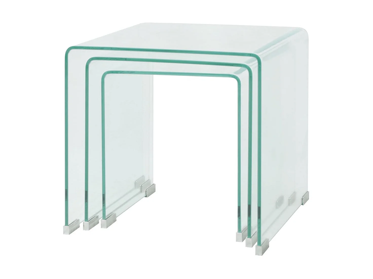 Ensemble de tables gigognes 3 Pièces Verre trempé Transparent GHR60977