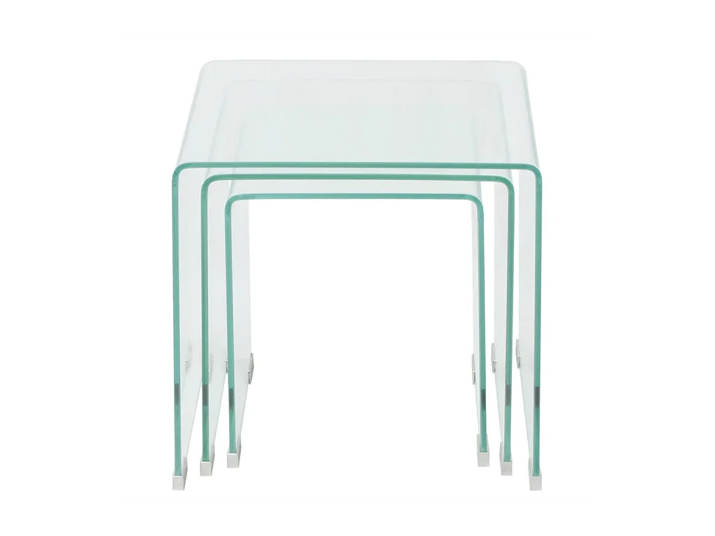 Set de tres mesas de centro apilables vidrio templado claro ES954933
