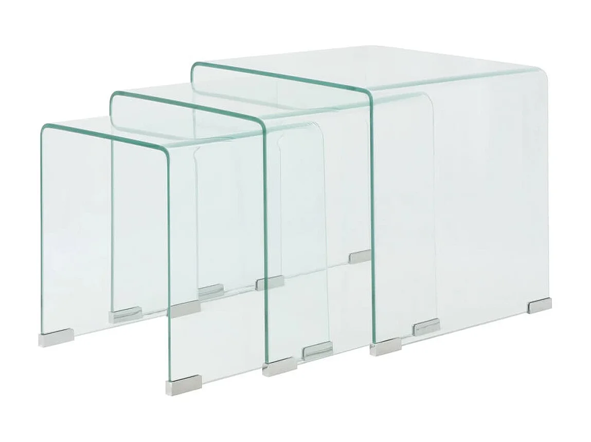 Ensemble de tables gigognes 3 Pièces Verre trempé Transparent GHR60977