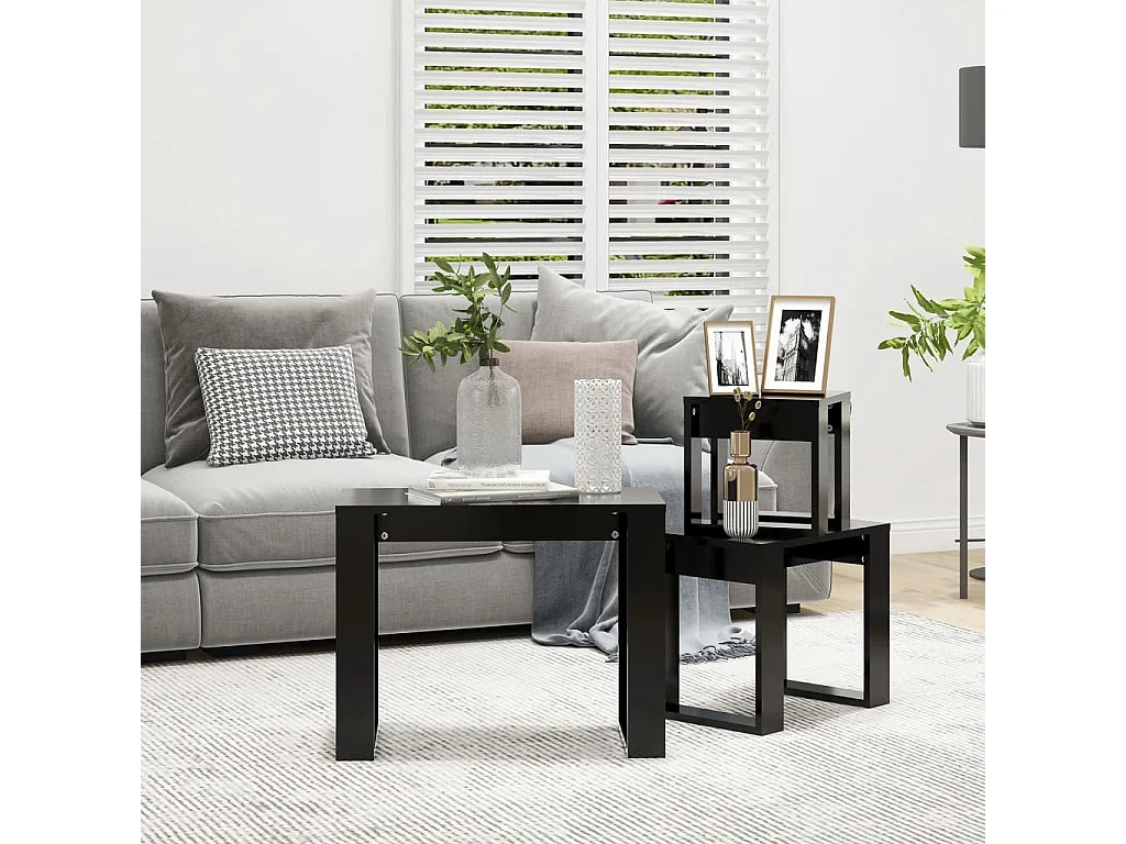 Mesas de encastrar 3 pcs madeira processada preto PT627651