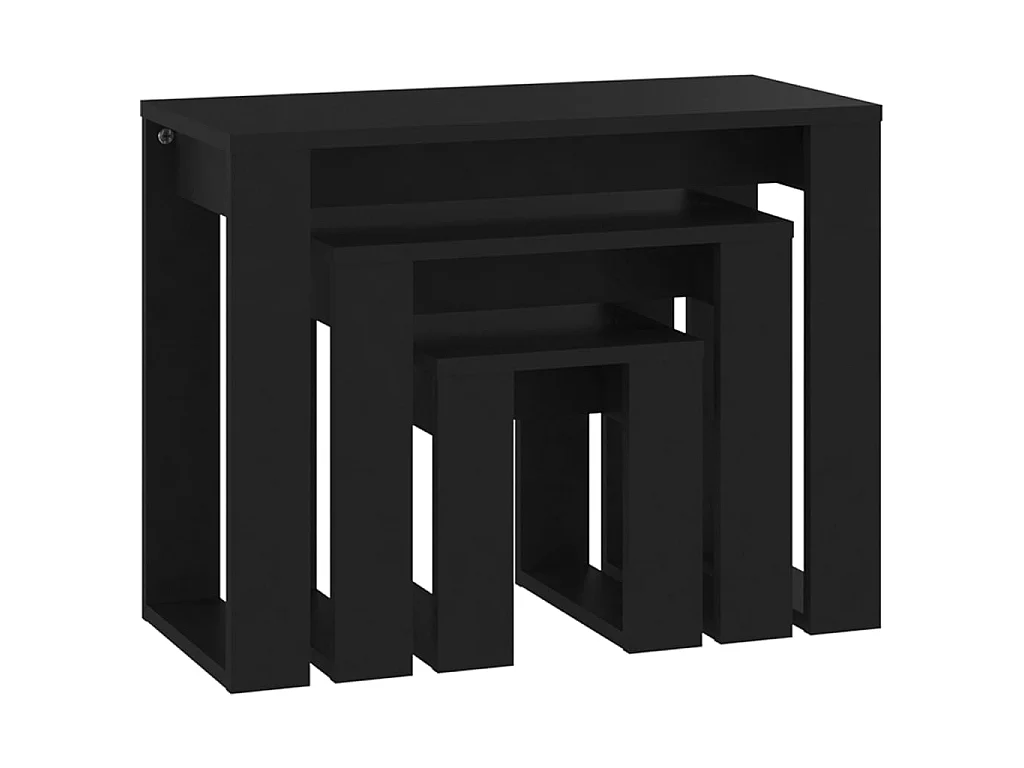Tables gigognes 3 pcs Noir Bois d'ingénierie GHR21935