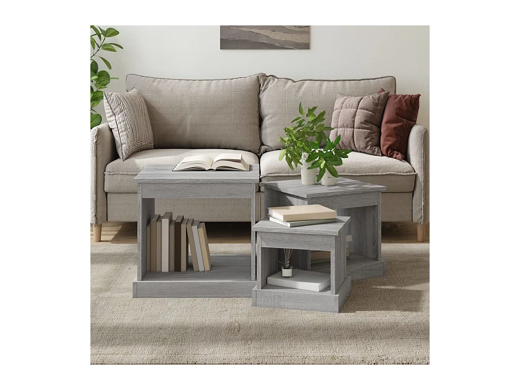 Tables basses 3 pcs sonoma gris bois d'ingénierie GHR77072