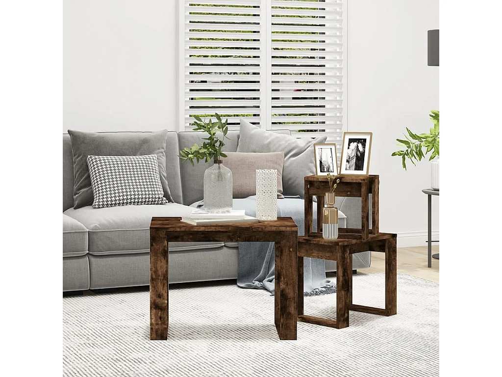 Tables gigognes 3 pcs Chêne fumé Bois d'ingénierie GHR70950