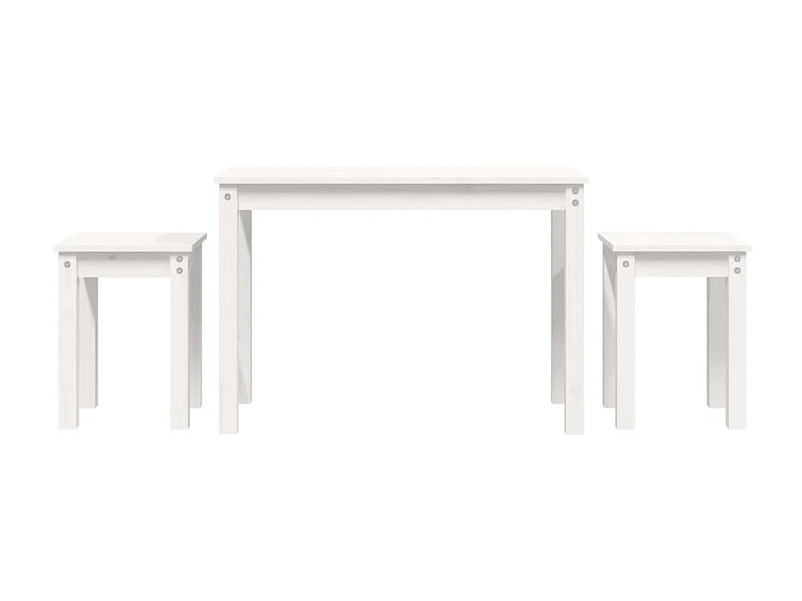 Tables gigognes 3 pcs Blanc Bois de pin massif GHR13653