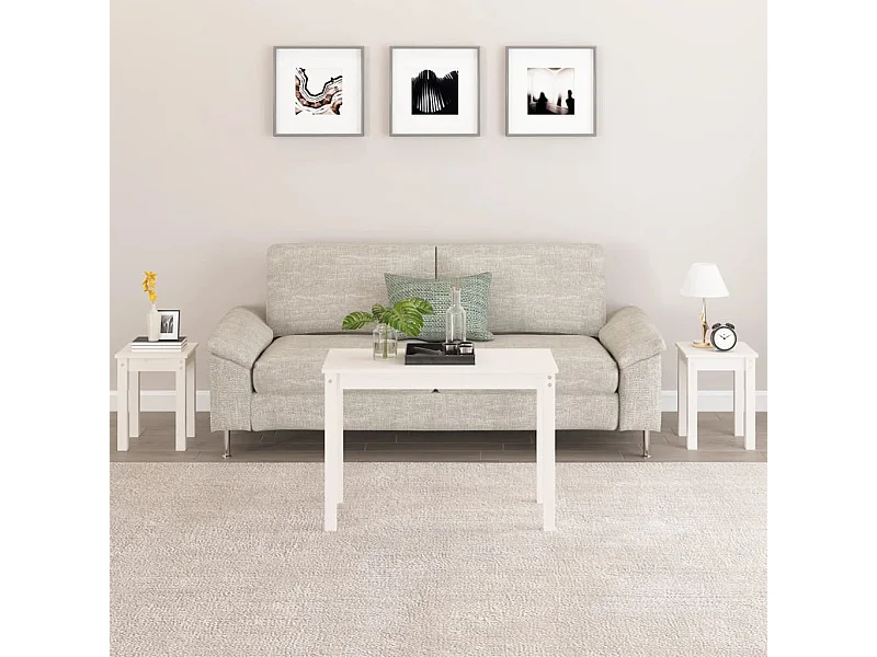 Tables gigognes 3 pcs Blanc Bois de pin massif GHR13653