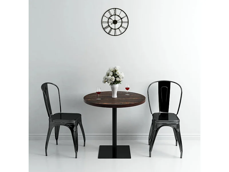 Table de bistro MDF et acier Rond 80 x 75 cm Frêne foncé GHR11036