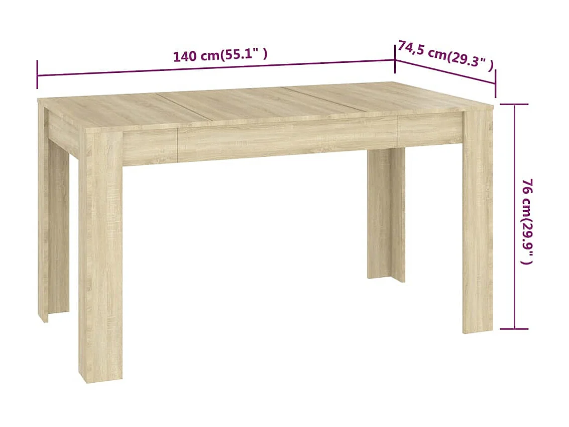 Mesa de jantar 140x74,5x76 cm contraplacado cor carvalho sonoma PT341705