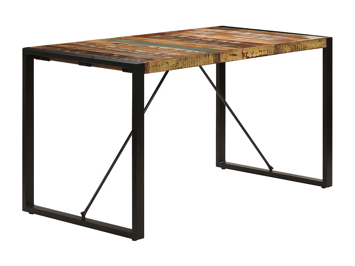 Table de salle à manger 140x70x75cm Bois de récupération massif GHR89044