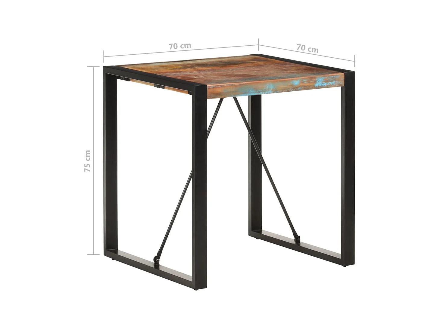 Eettafel 70x70x75 cm massief gerecycled hout NL102990