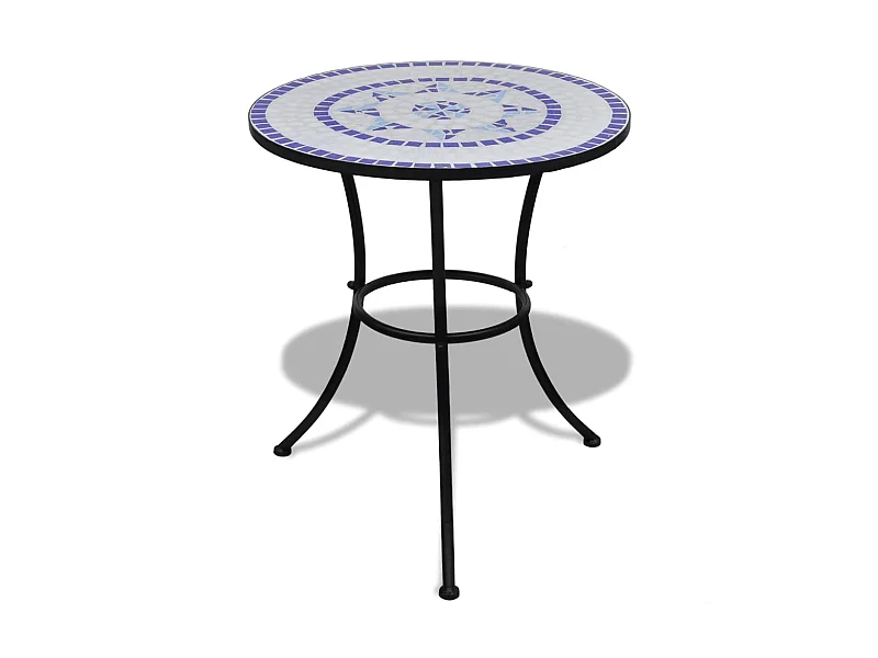 Table de bistro Bleu et blanc 60 cm Mosaïque GHR16293