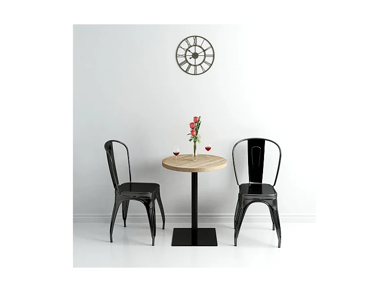 Mesa bistrô MDF e aço redonda 60x75 cm cor de carvalho PT288923
