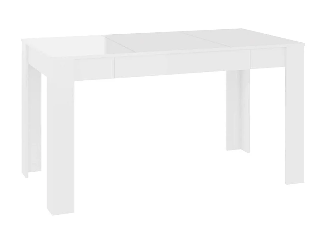 Table à manger blanc brillant 140x74,5x76 cm bois d'ingénierie GHR15339