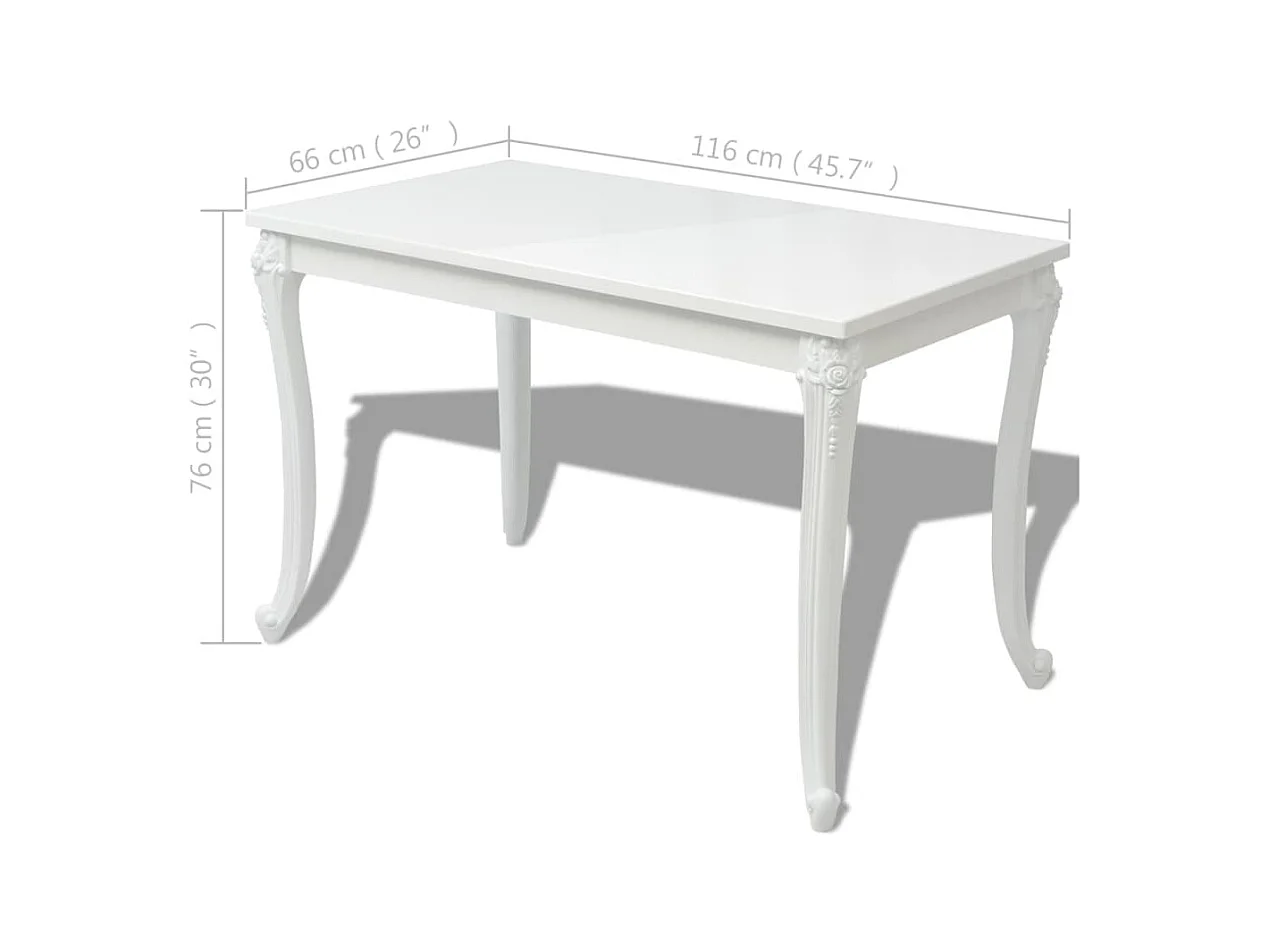 Mesa de comedor blanco brillante 116x66x76 cm ES102582