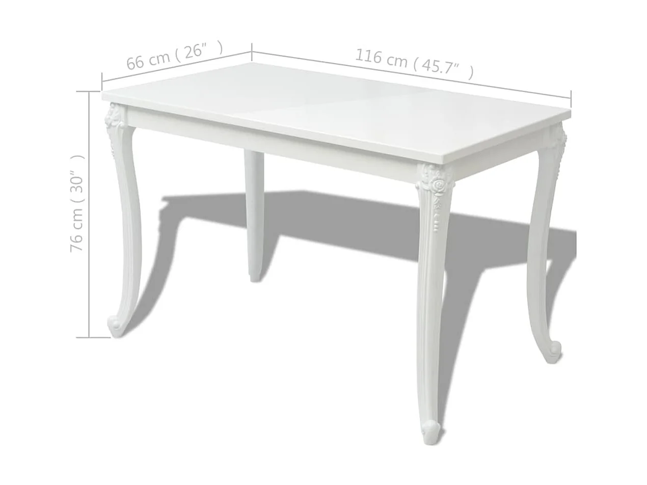 Mesa de comedor blanco brillante 116x66x76 cm ES102582
