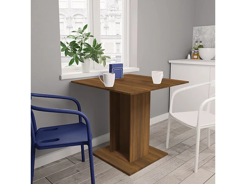 Mesa de comedor madera contrachapada roble marrón 80x80x75 cm ES134927