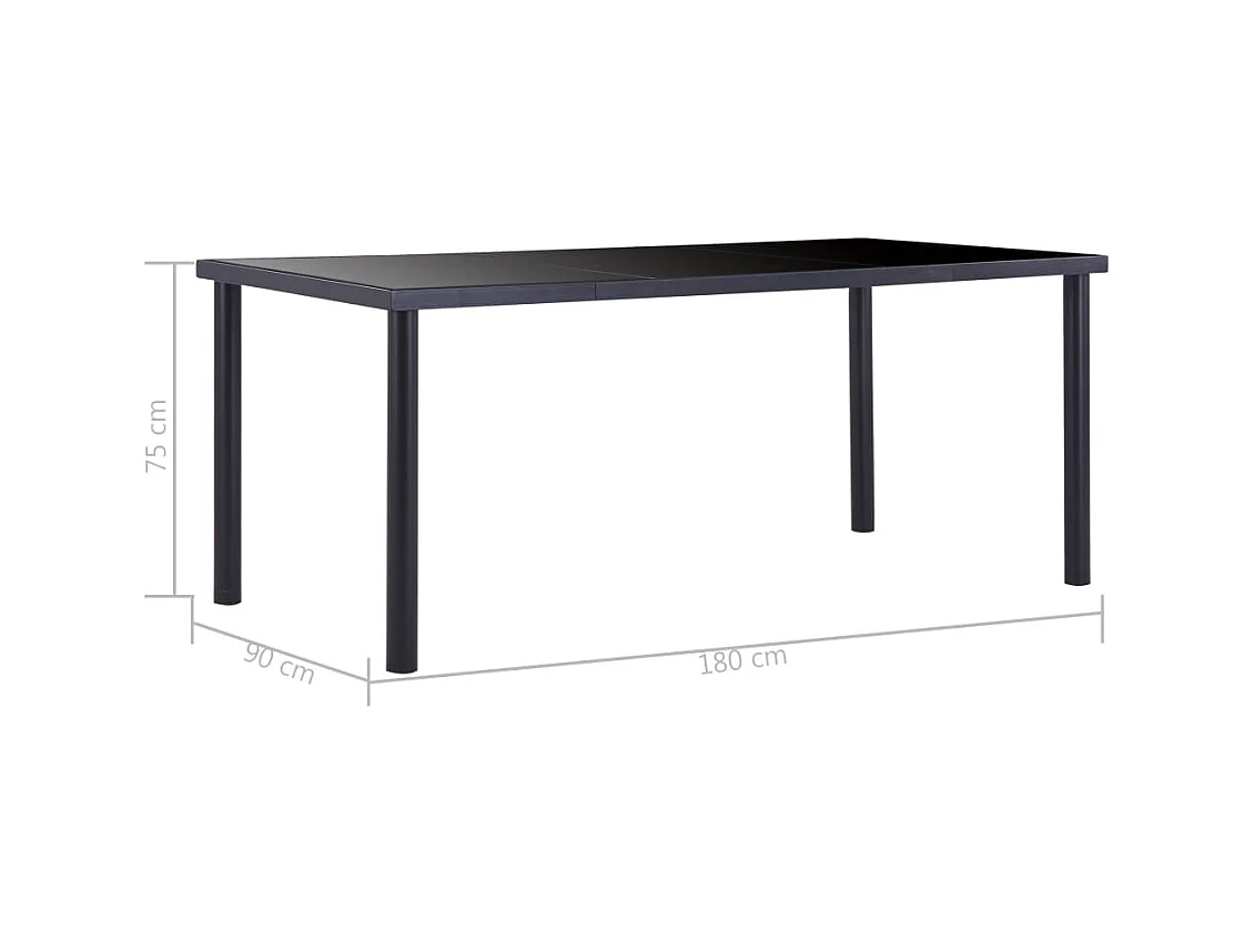Eettafel 180x90x75 cm gehard glas zwart NL763935