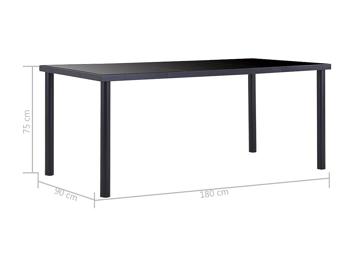 Eettafel 180x90x75 cm gehard glas zwart NL763935