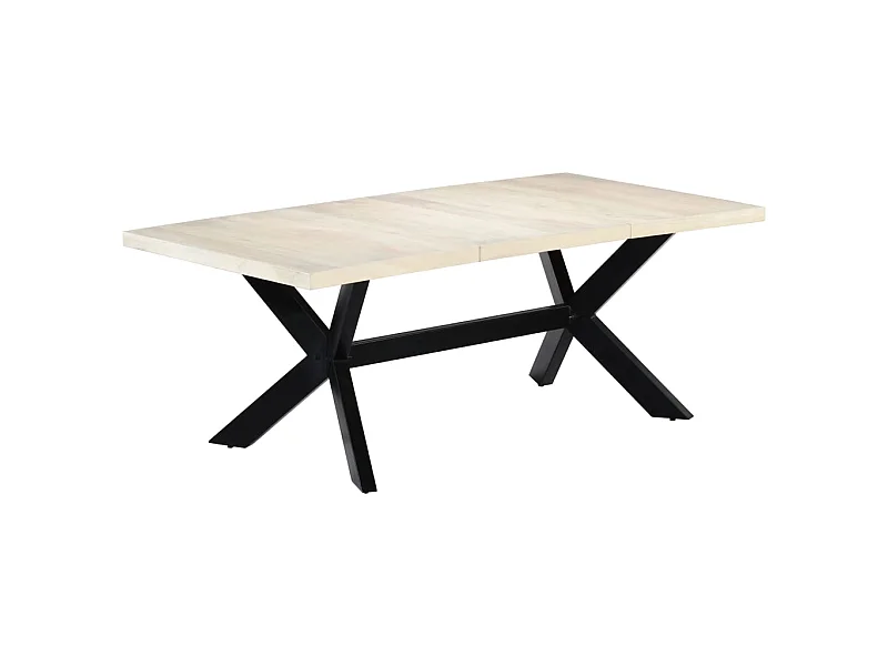 Table de salle à manger Blanc 200x100x75cm Bois manguier massif GHR67290