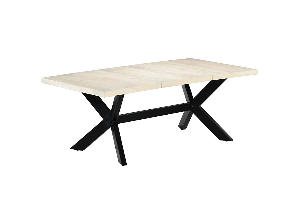Table de salle à manger Blanc 200x100x75cm Bois manguier massif GHR67290