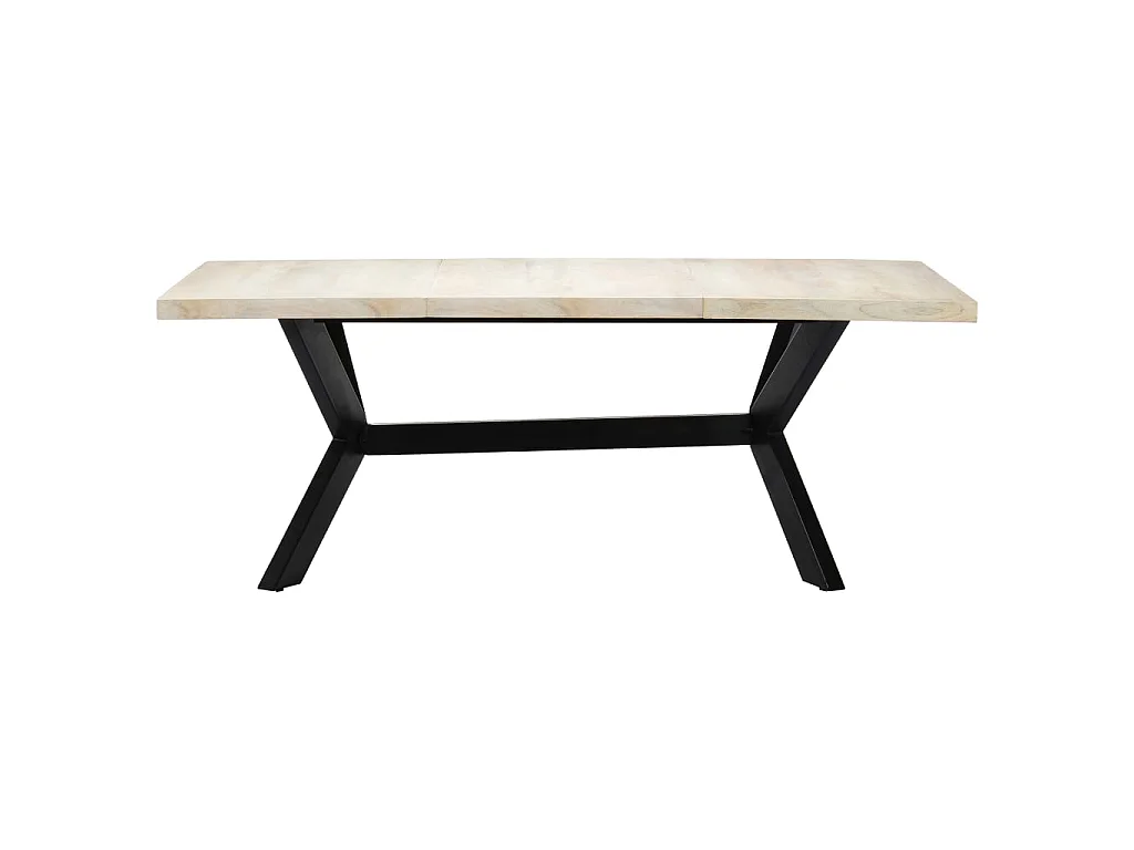 Table de salle à manger Blanc 200x100x75cm Bois manguier massif GHR67290