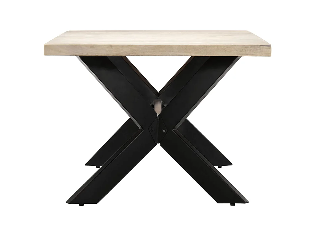 Table de salle à manger Blanc 200x100x75cm Bois manguier massif GHR67290