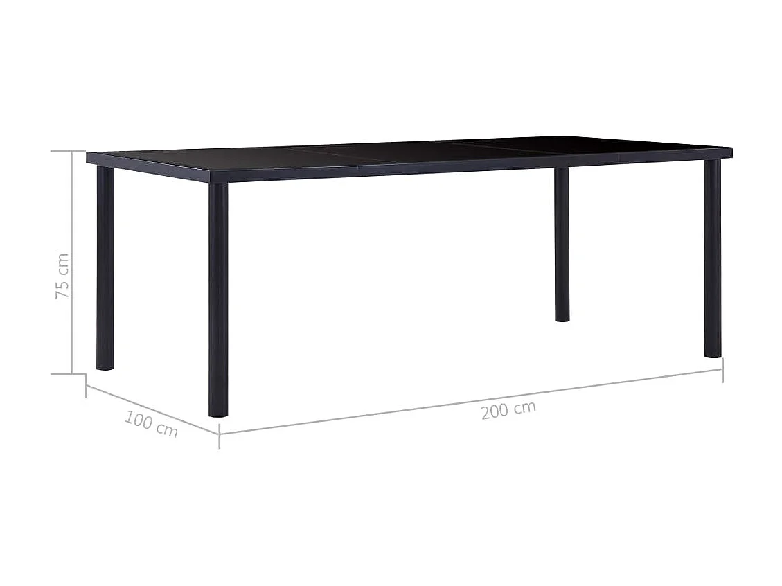 Table de salle à manger Noir 200x100x75 cm Verre trempé GHR27897
