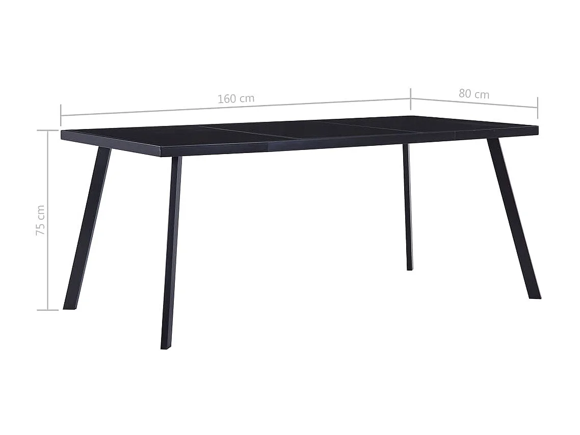 Table de salle à manger Noir 160x80x75 cm Verre trempé GHR36514