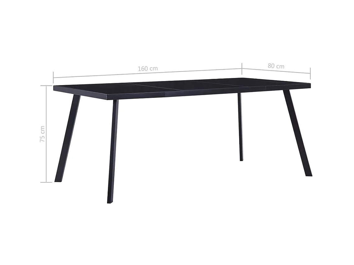 Mesa de comedor de vidrio templado negro 160x80x75 cm ES519755