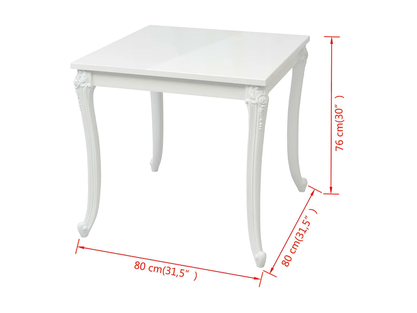 Mesa de comedor blanco brillante 80x80x76 cm ES744299
