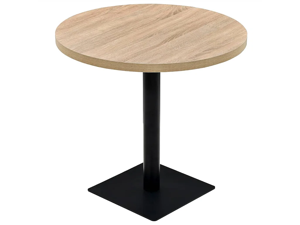 Mesa de bar bistró MDF y acero redonda 80x75 cm color roble ES820220