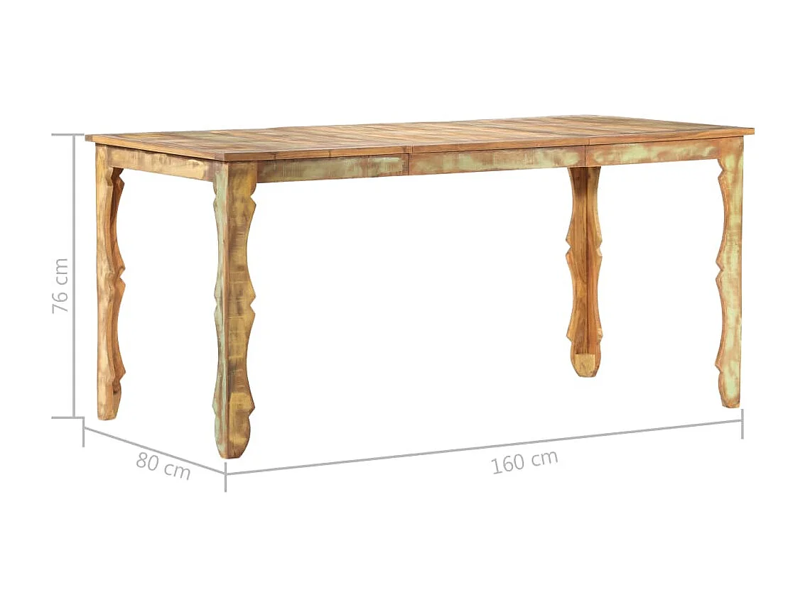 Table de salle à manger 160x80x76cm Bois de récupération massif GHR21278
