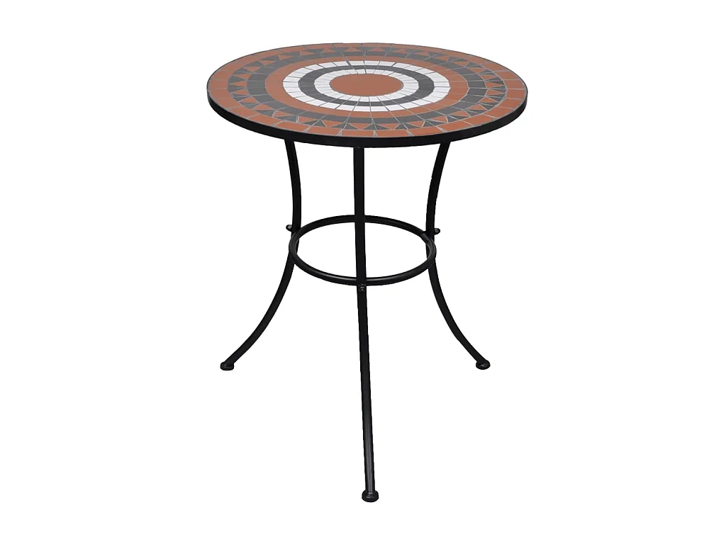 Table de bistro Terre cuite et blanc 60 cm Mosaïque GHR64207