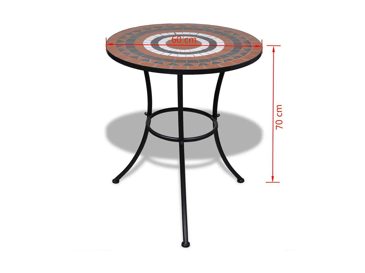 Table de bistro Terre cuite et blanc 60 cm Mosaïque GHR64207