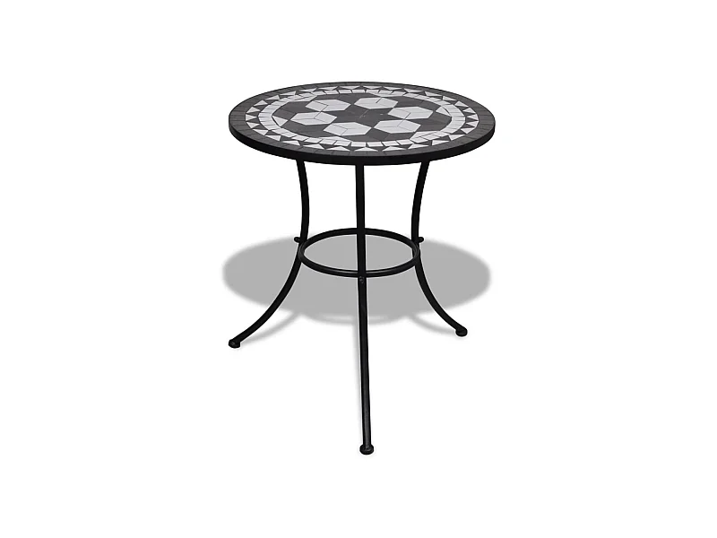 Table de bistro Noir et blanc 60 cm Mosaïque GHR71240