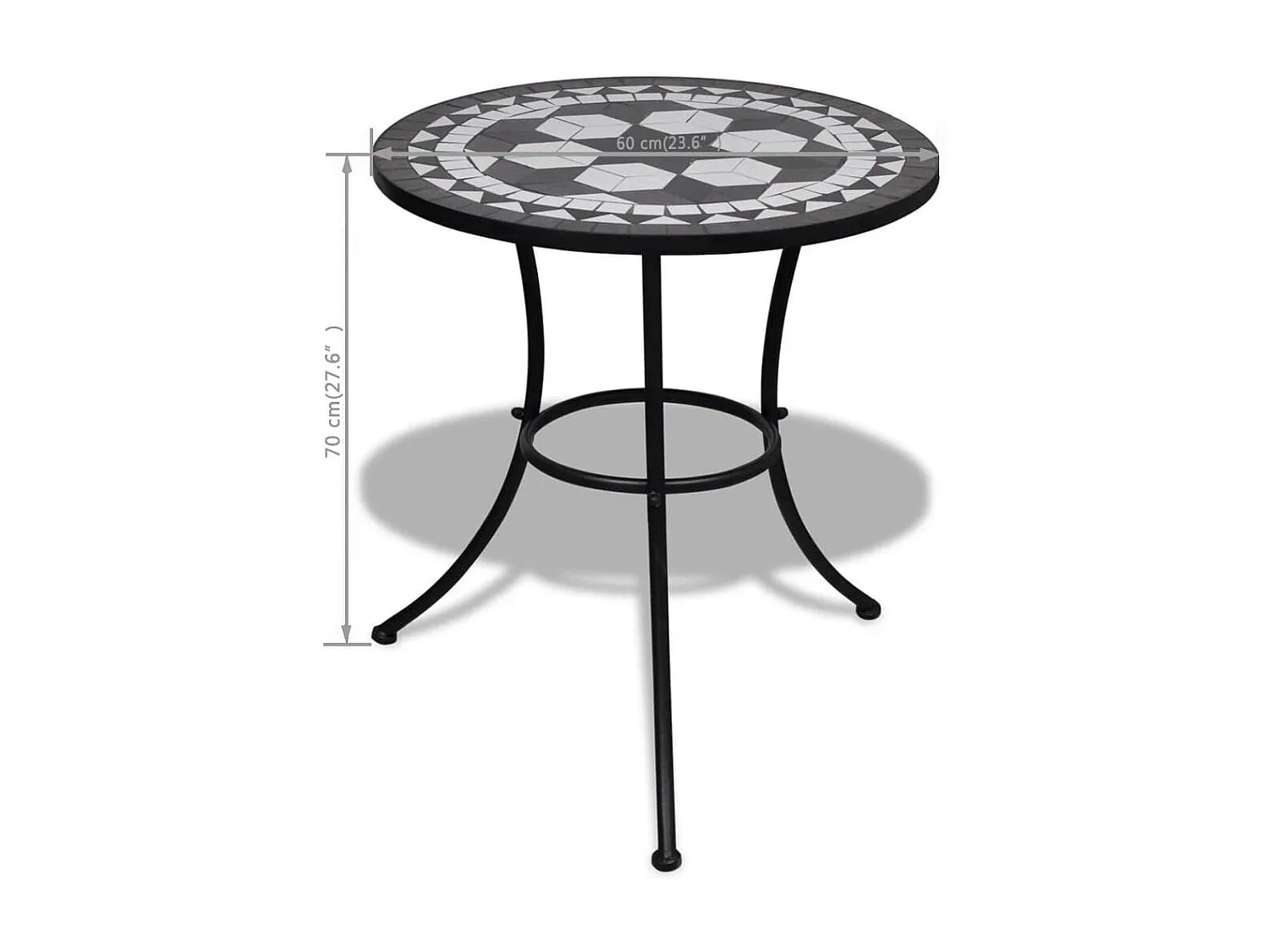 Table de bistro Noir et blanc 60 cm Mosaïque GHR71240