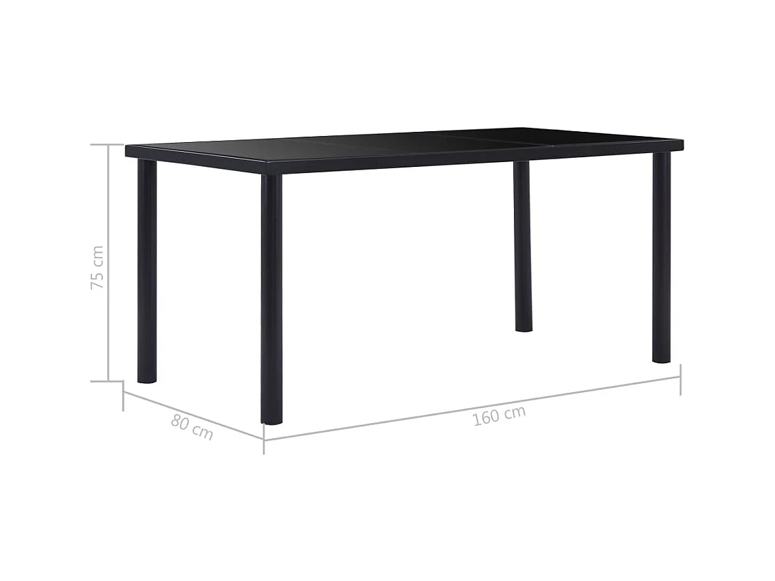 Table de salle à manger Noir 160x80x75 cm Verre trempé GHR17916