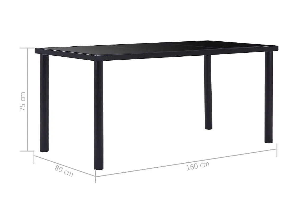 Eettafel 160x80x75 cm gehard glas zwart NL203564