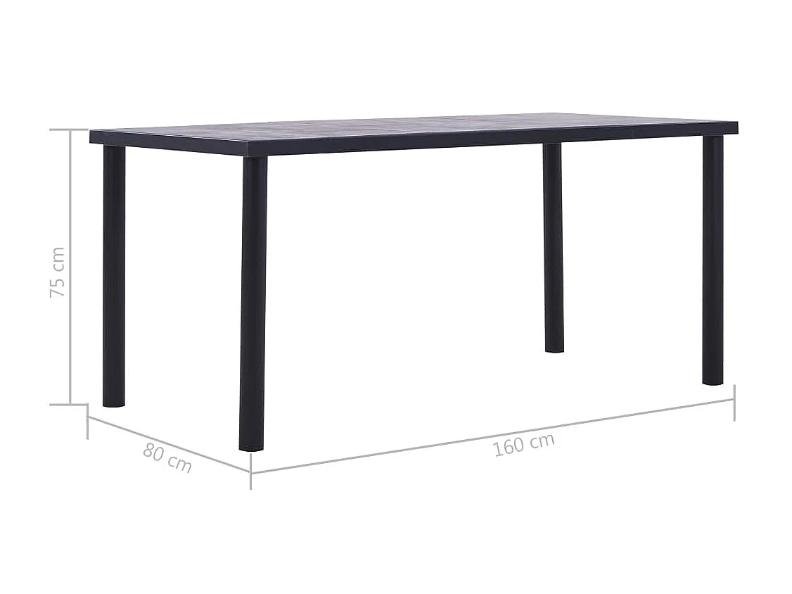 Mesa de comedor de MDF negro y gris hormigón 160x80x75 cm ES852593