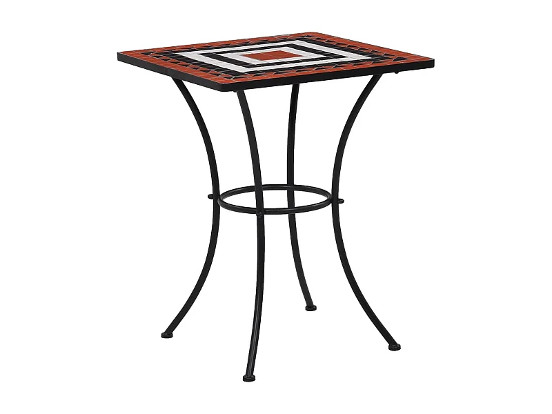Table de bistro mosaïque Terre cuite et blanc 60 cm Céramique GHR74557