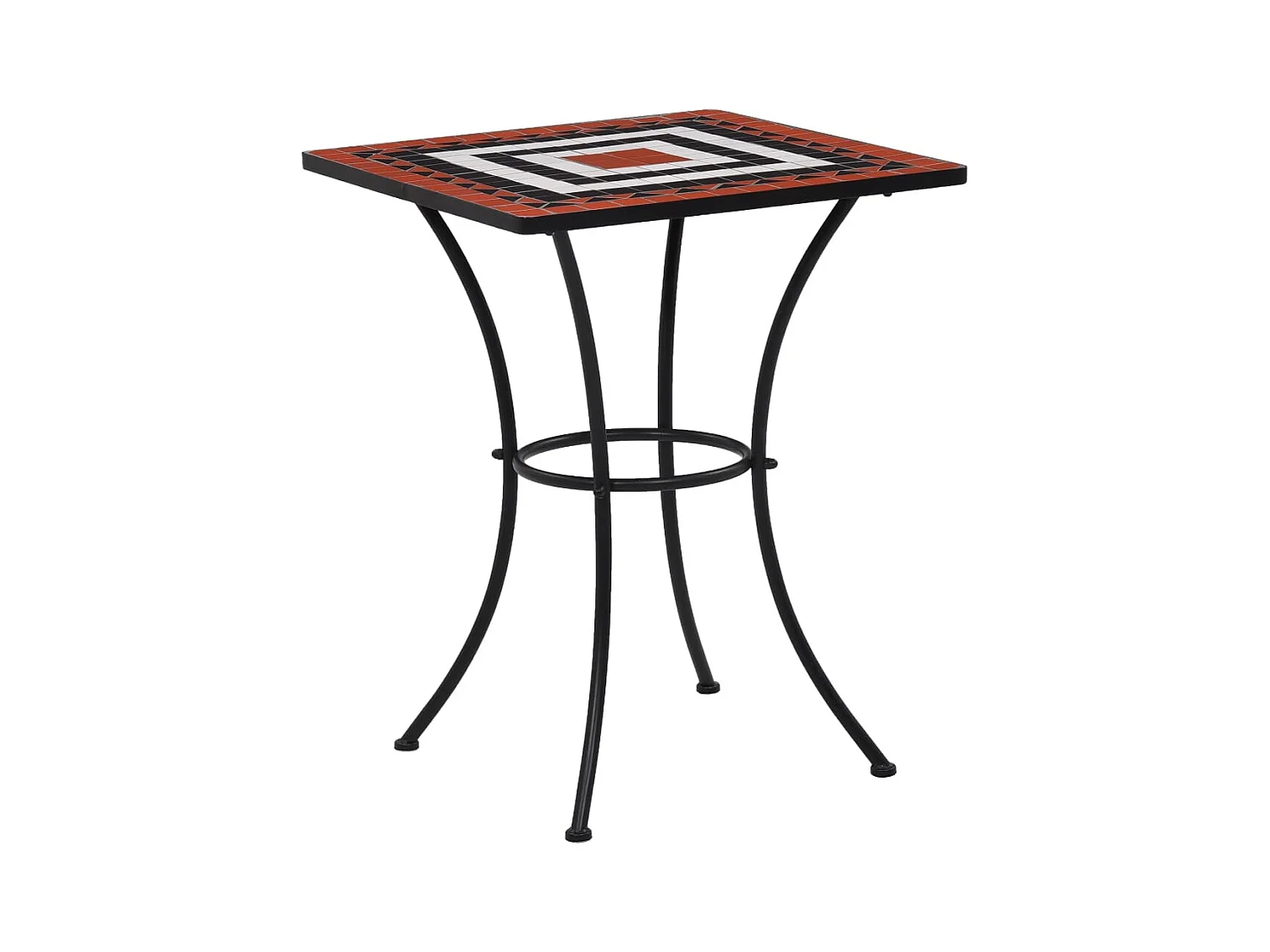 Table de bistro mosaïque Terre cuite et blanc 60 cm Céramique GHR74557