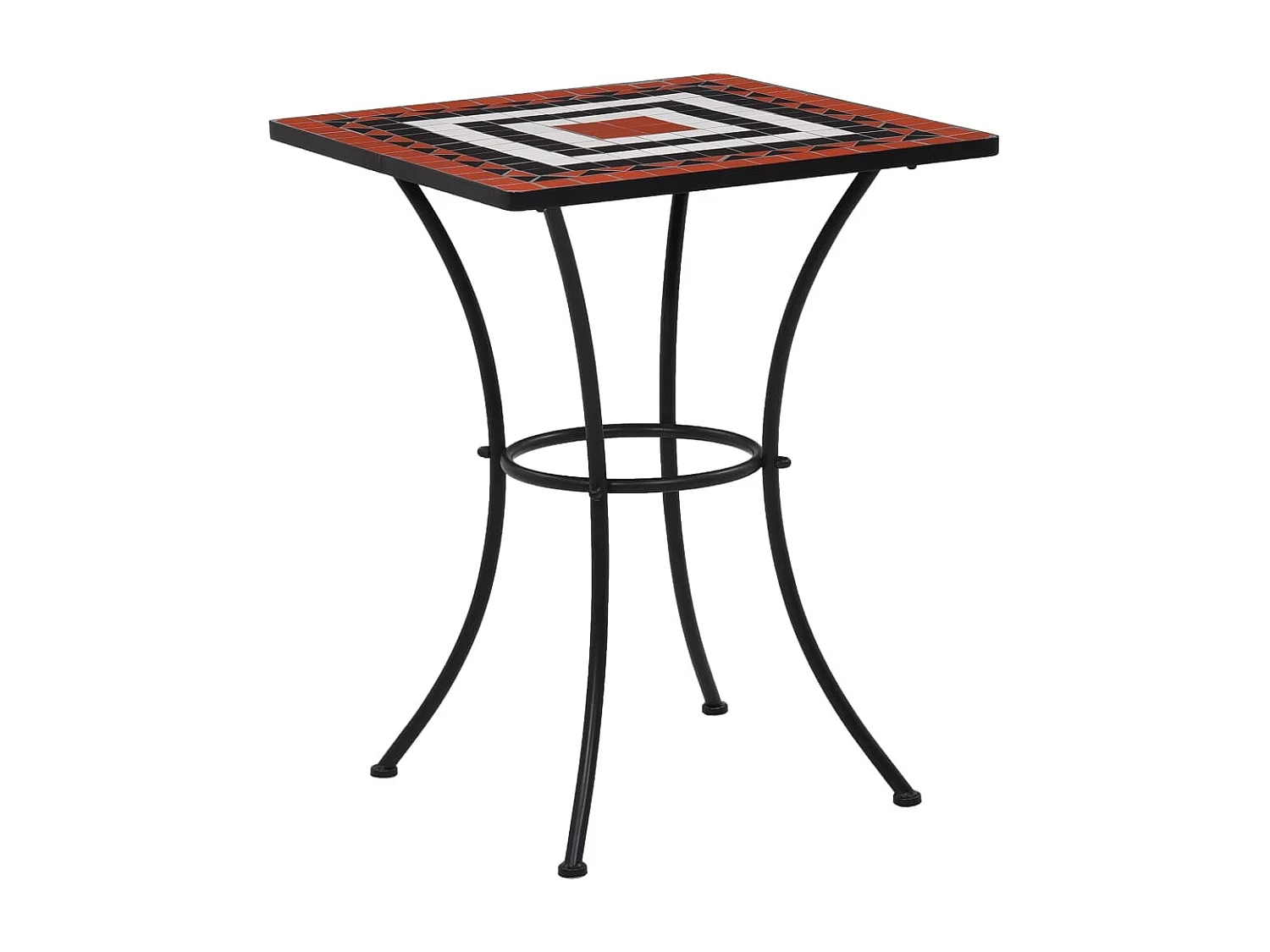 Table de bistro mosaïque Terre cuite et blanc 60 cm Céramique GHR74557