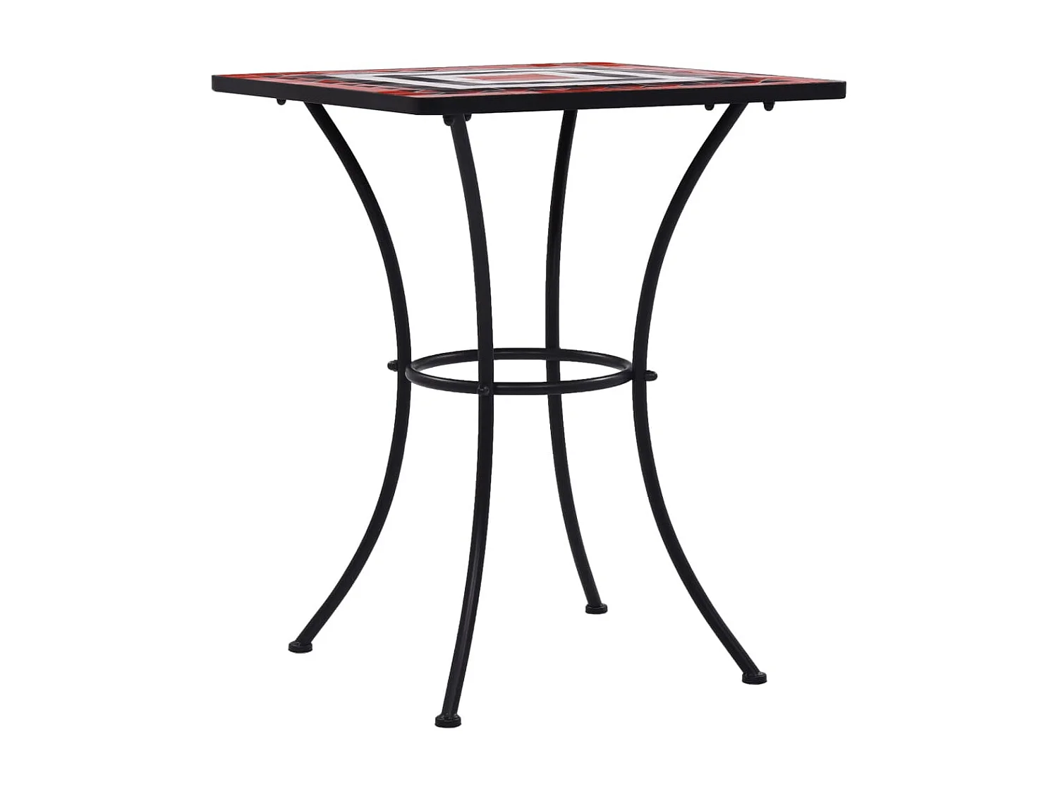 Table de bistro mosaïque Terre cuite et blanc 60 cm Céramique GHR74557