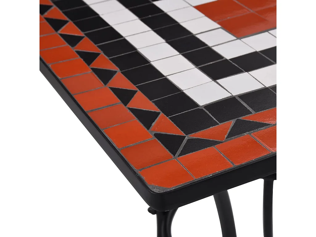 Table de bistro mosaïque Terre cuite et blanc 60 cm Céramique GHR74557