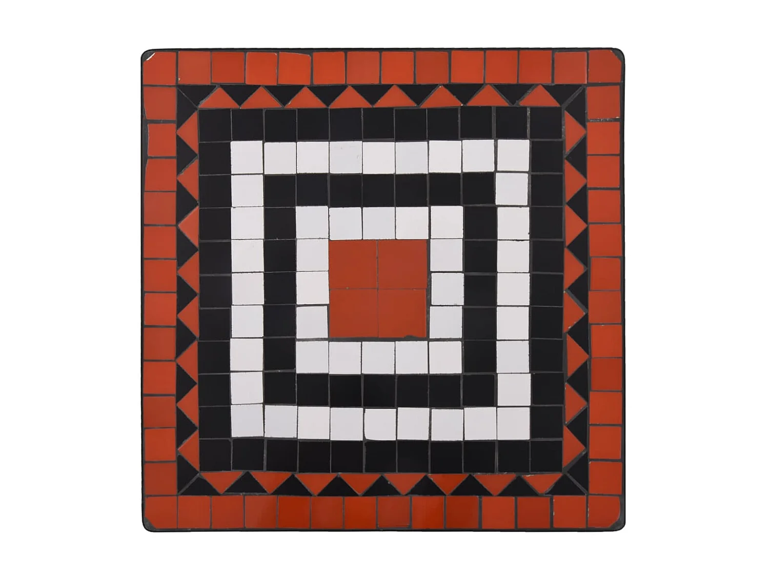 Table de bistro mosaïque Terre cuite et blanc 60 cm Céramique GHR74557