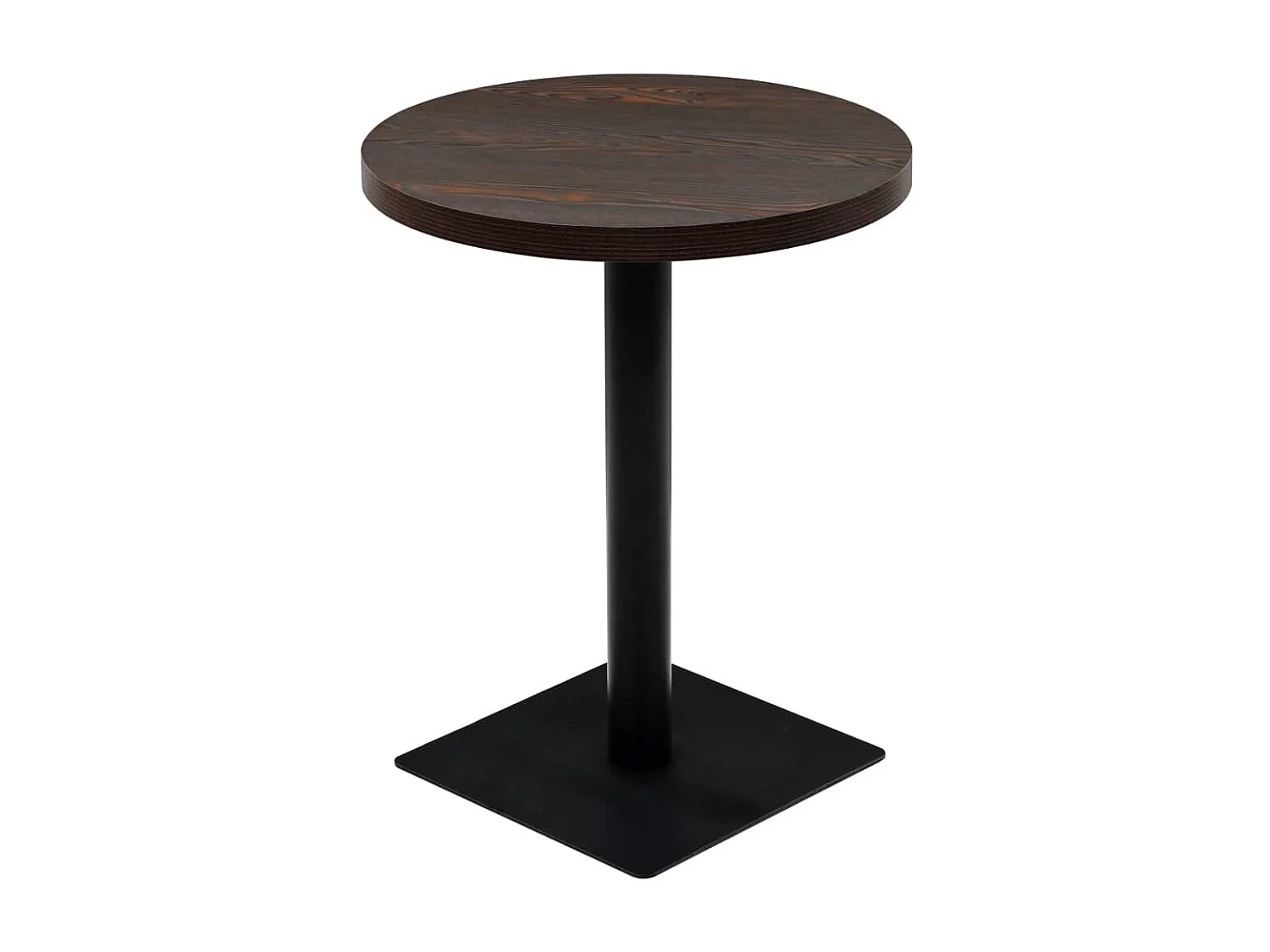 Mesa de bar bistró MDF y acero redonda fresno oscuro 60x75 cm ES958198