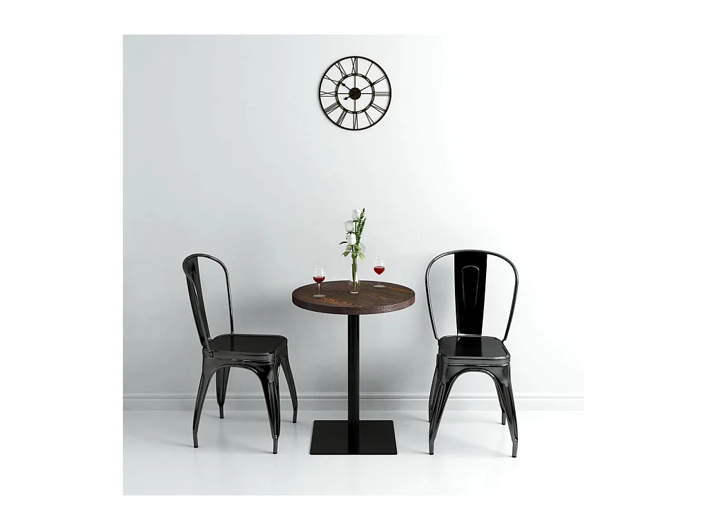 Table de bistro MDF et acier Rond 60 x 75 cm Frêne foncé GHR59436