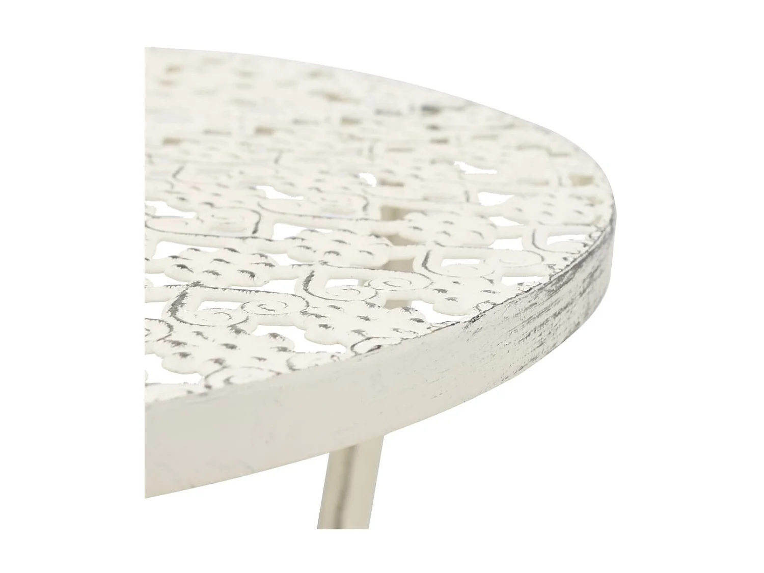 Table de bistro Style vintage Ronde Métal 40 x 70 cm Blanc GHR40970