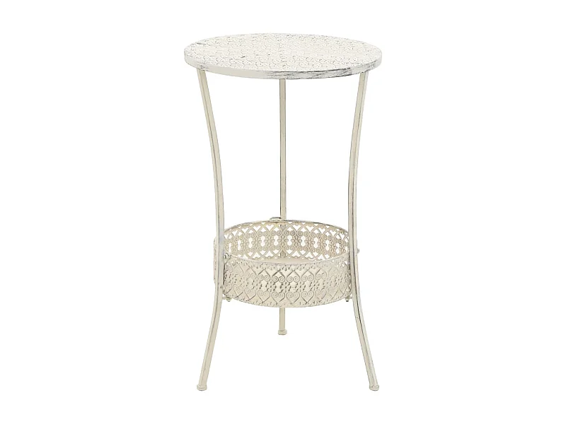 Table de bistro Style vintage Ronde Métal 40 x 70 cm Blanc GHR40970